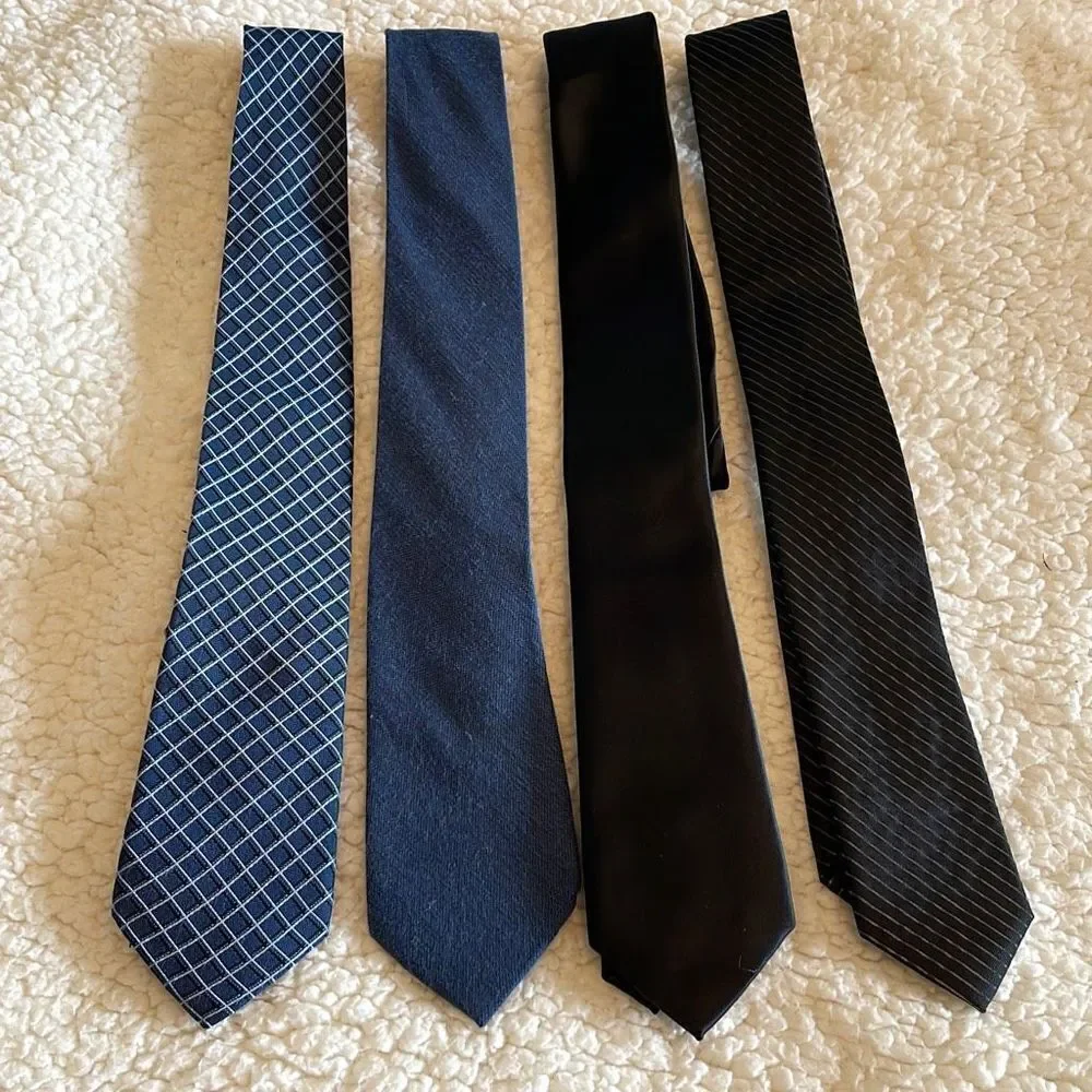 Tie Bundle. 4 Ties. 2.5”‎ wide Black/Blue